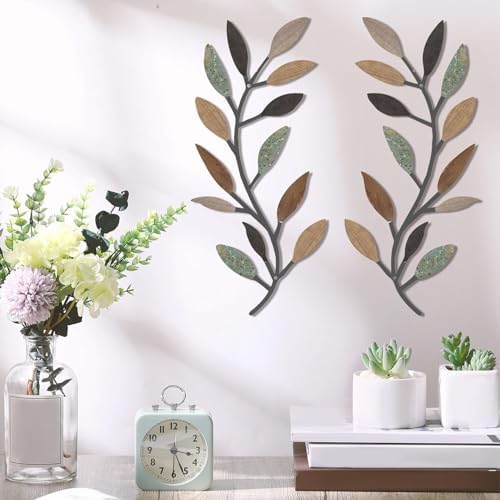 Zhengmy 2 Piece Metal Leaf Wall Sculpture