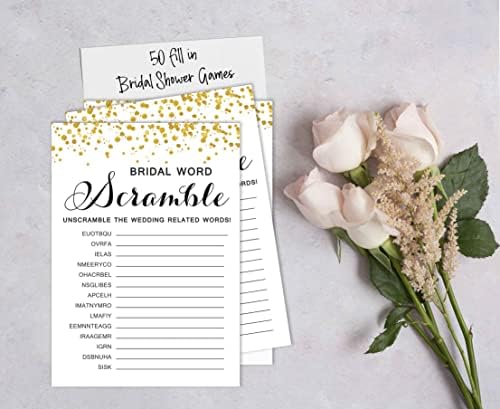 50-Pack Wedding Word Scramble Bridal Shower Game Cards