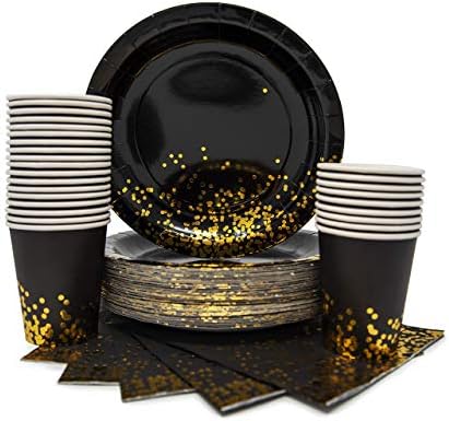 Black and Gold Confetti Napkins 50 Pack 3-Ply