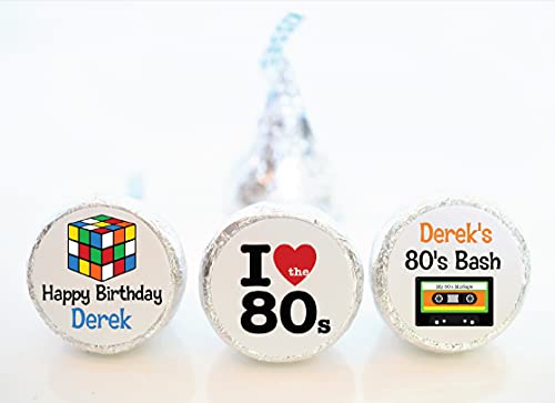 Personalized 80s Theme Birthday Party Hershey Kiss Labels