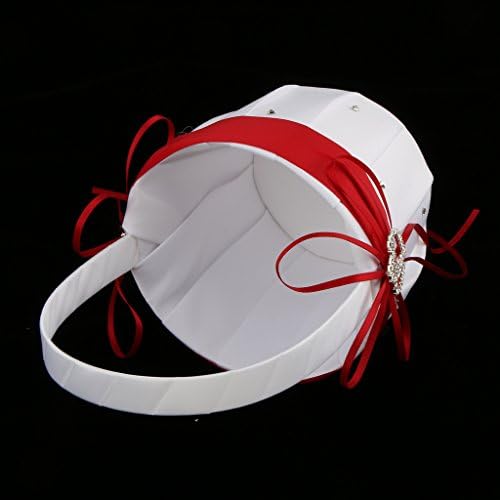 2PCS Wedding Flower Girl Baskets with Red Satin and Rhinestone Design