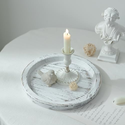 Hanobe Round Wooden Candle Plate Holder Tray