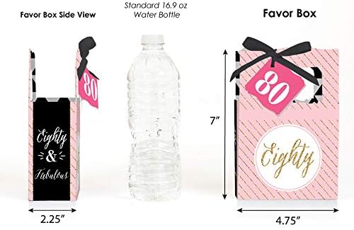 Chic 80th Birthday Favor Box Set of 12 Pink Gold Black