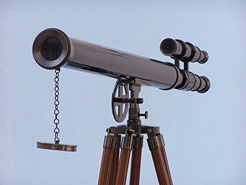 Hampton Nautical Black Floor Standing Telescope Nautical Decoration