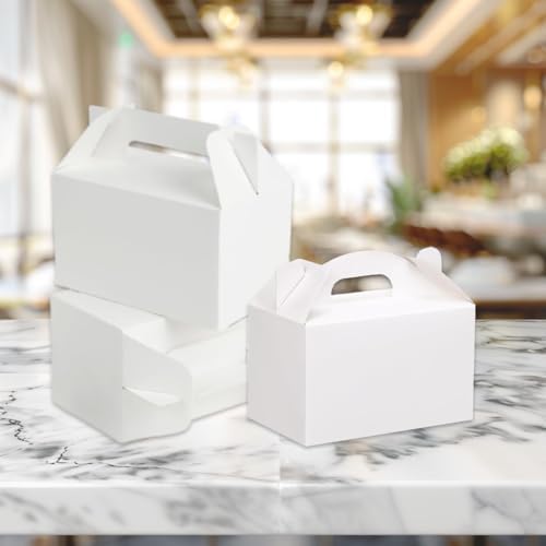 PEIQICHU 24 Pack White Gable Style Treat Boxes for Party Favors