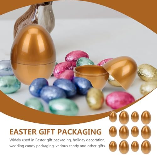 12pcs Golden Easter Egg Metallic Empty Goodie Eggs