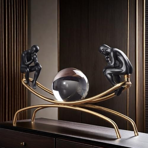 The Thinker Statue with Crystal Ball Decor Figurine