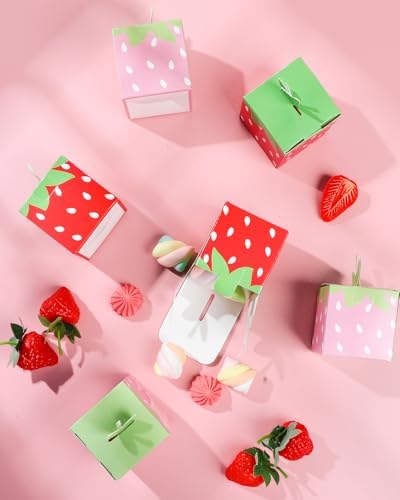 Liobelon 24 Pack Strawberry Themed Gift Boxes