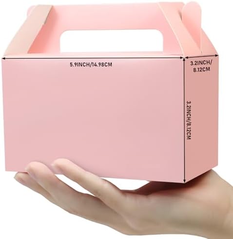 Oletx 50Pcs Pink Gable Gift Boxes for Parties