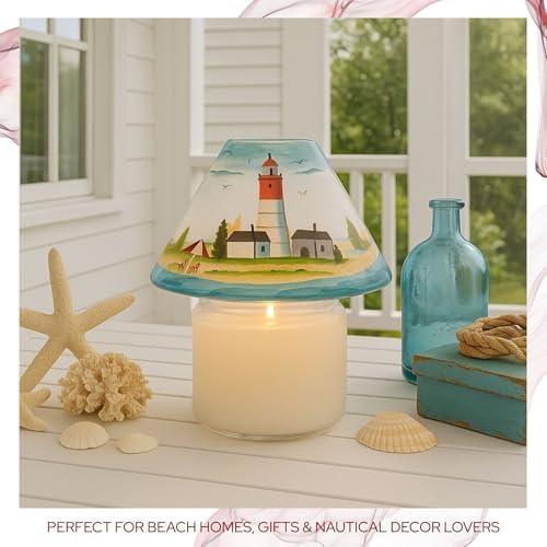 Biedermann Sons Hand-Painted Seashore Scene Jar Candle Shades Set of 4