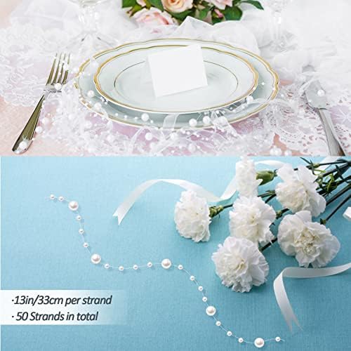 50 Pcs Pearl Strings for Floating Candles White