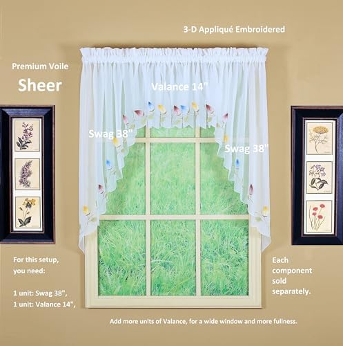 Todays Curtain Vineyard 3-D Appliqu Valance 38 White