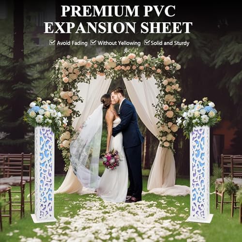 8PCS White Wedding Columns and Pillars with Engraved Roman Design