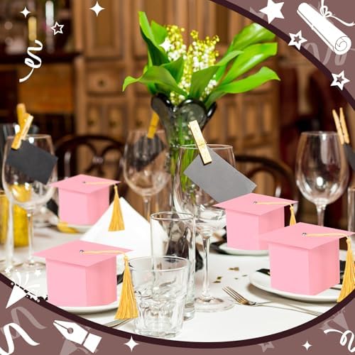 TaoBary 12 Piece Graduation Cap Gift Boxes Pink