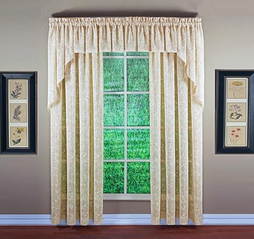 Todays Curtain Willow Faux Linen Print Swag 38 Inch Pair