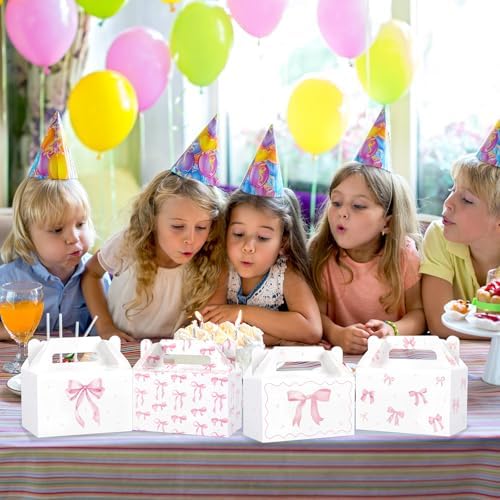 12Pcs Pink Bow Treat Boxes for Party Decorations