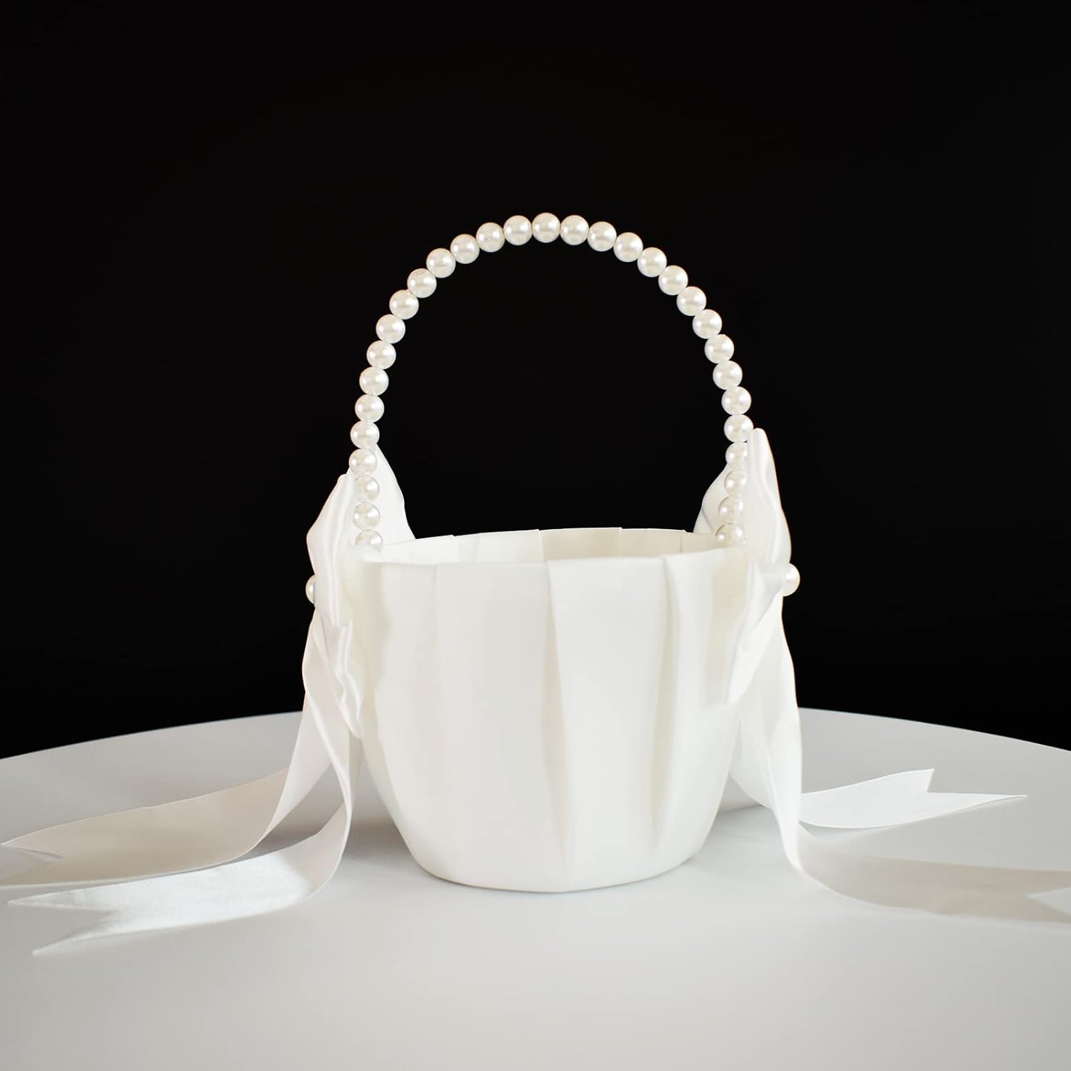 Flower Girl Basket with Pearl Handle Set of 4