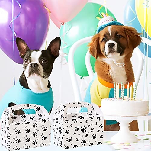 24Pcs Dog Paw Print Bone Sign Treat Boxes for Kids Birthday Party