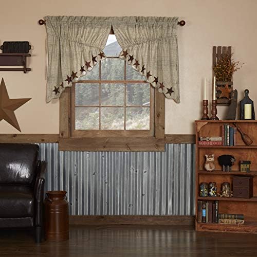 VHC Brands Abilene Country Tan Star Valance Set of 2