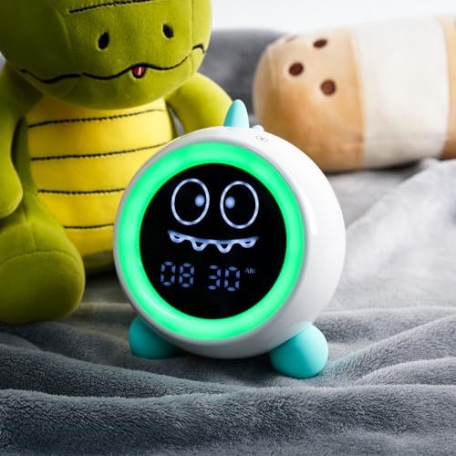 DINOTIME Kids Alarm Clock with Dinosaur Design Green