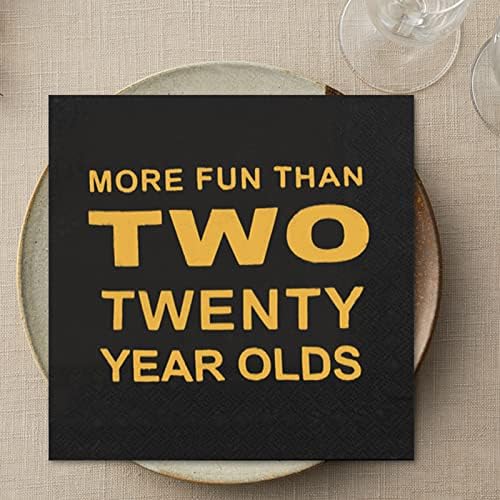 Apriciti Black Gold Cocktail Napkins 40th Birthday