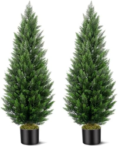 Realistic Artificial Cedar Topiary Trees 5FT 2 Sets