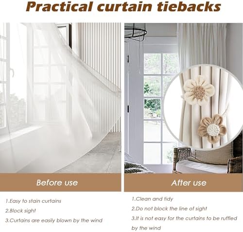SRG Rope Curtain Tiebacks 2 Pack Sunflower Cream Khaki