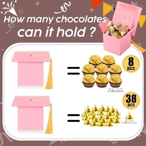 TaoBary 12 Piece Graduation Cap Gift Boxes Pink