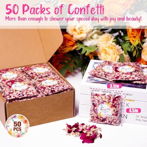 50 Pack Dried Rose Petals Biodegradable Confetti Wedding Decor