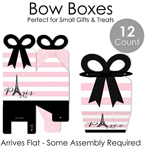 Big Dot of Happiness Paris Ooh La La Bow Boxes Set of 12