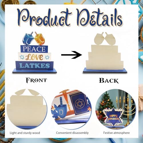 3 PCS Happy Hanukkah Table Centerpieces with Menorah and Star of David