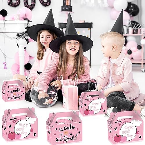 AYDILOUP 16 Pcs Halloween Party Favors Boxes Pink Boo Theme Gift Bags