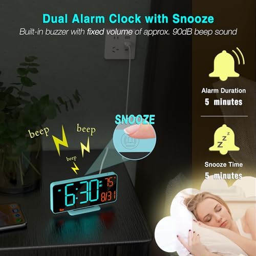 Kosumosu 67in Digital Alarm Clock with Auto Dimming