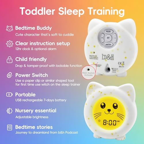 BH Sleep Trainer Clock for Toddler Cute Kids Alarm Clock