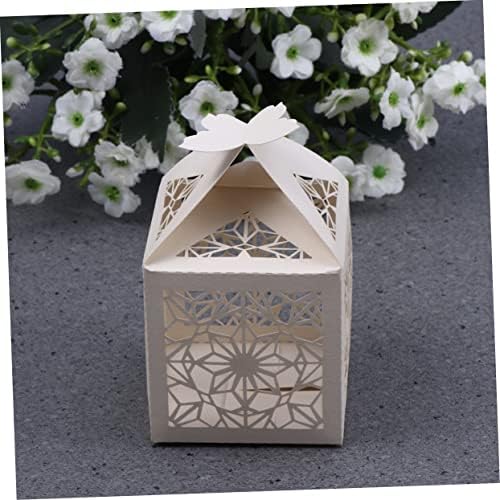 Beavorty 50pcs Hollow Candy Wedding Favor Boxes Beige