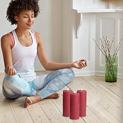 Mottled Pillar Candles by Bask - Set of 6 3x6 Dripless Unscented Holiday Candles