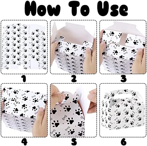 24Pcs Dog Paw Print Bone Sign Treat Boxes for Kids Birthday Party
