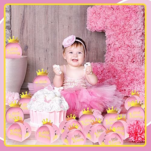 TaoBary 36 Pack Pink Princess Candy Boxes with Gold Crown
