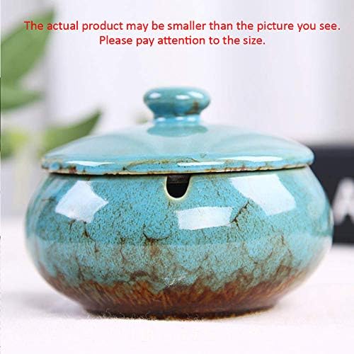Lependor Ceramic Ashtray with Lid Windproof Blue