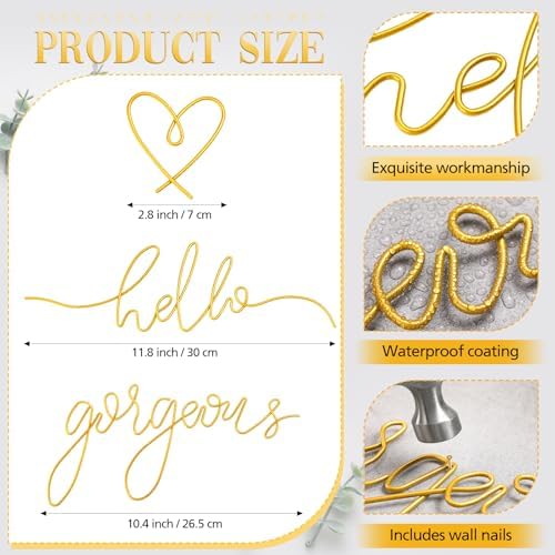 Hicarer Hello Gorgeous Gold Wall Art Decor Set