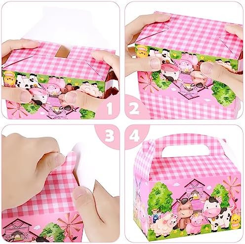 24Pcs Farm Animals Gable Boxes Party Favors