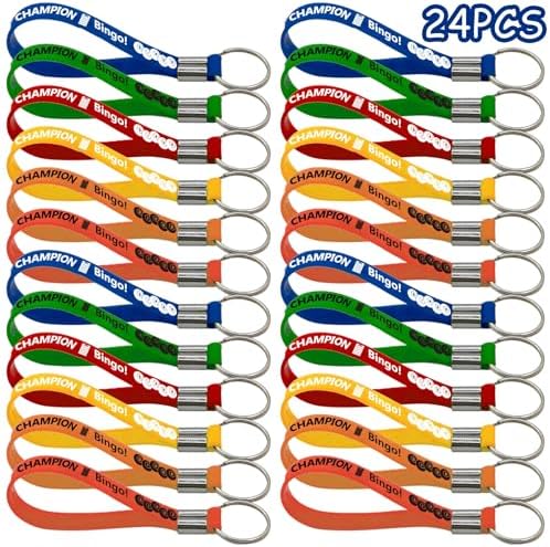 24 Piece Bingo Party Silicone Keyrings - Fun Keychain Packs for Events