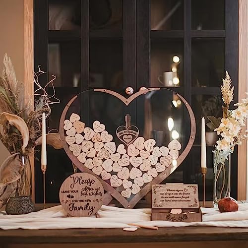 Wooden Heart Guest Book Acrylic Wedding Decor