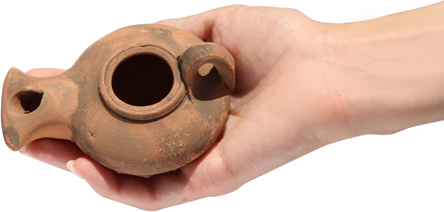 Herodian Biblical Oil Lamp with Handle - Handmade in Holy Land