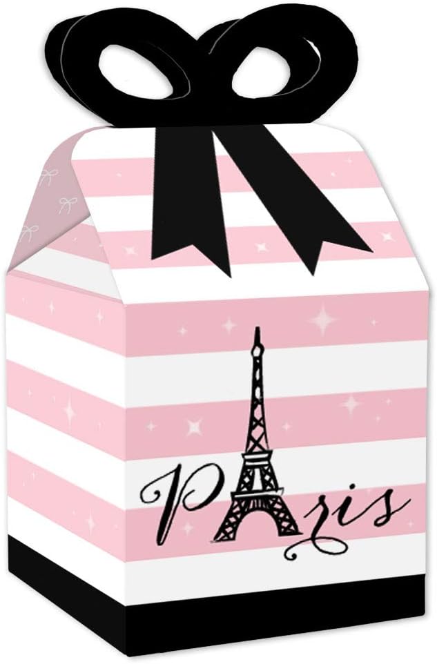 Big Dot of Happiness Paris Ooh La La Bow Boxes Set of 12