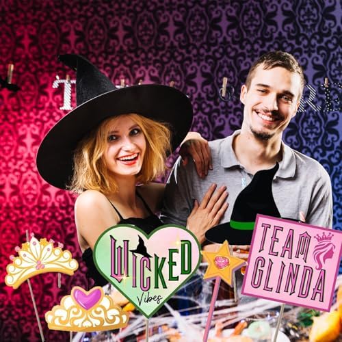 26 PCS Pink Green Wicked Party Photo Booth Props