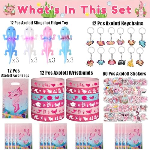 108 PCS Axolotl Party Favors Pack for Kids