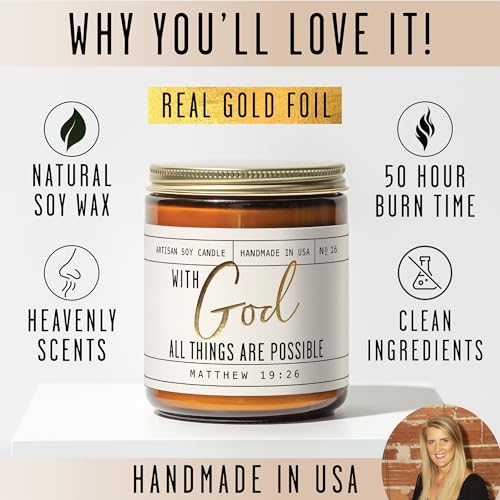With God Candle Christian Gift for Women USA Made