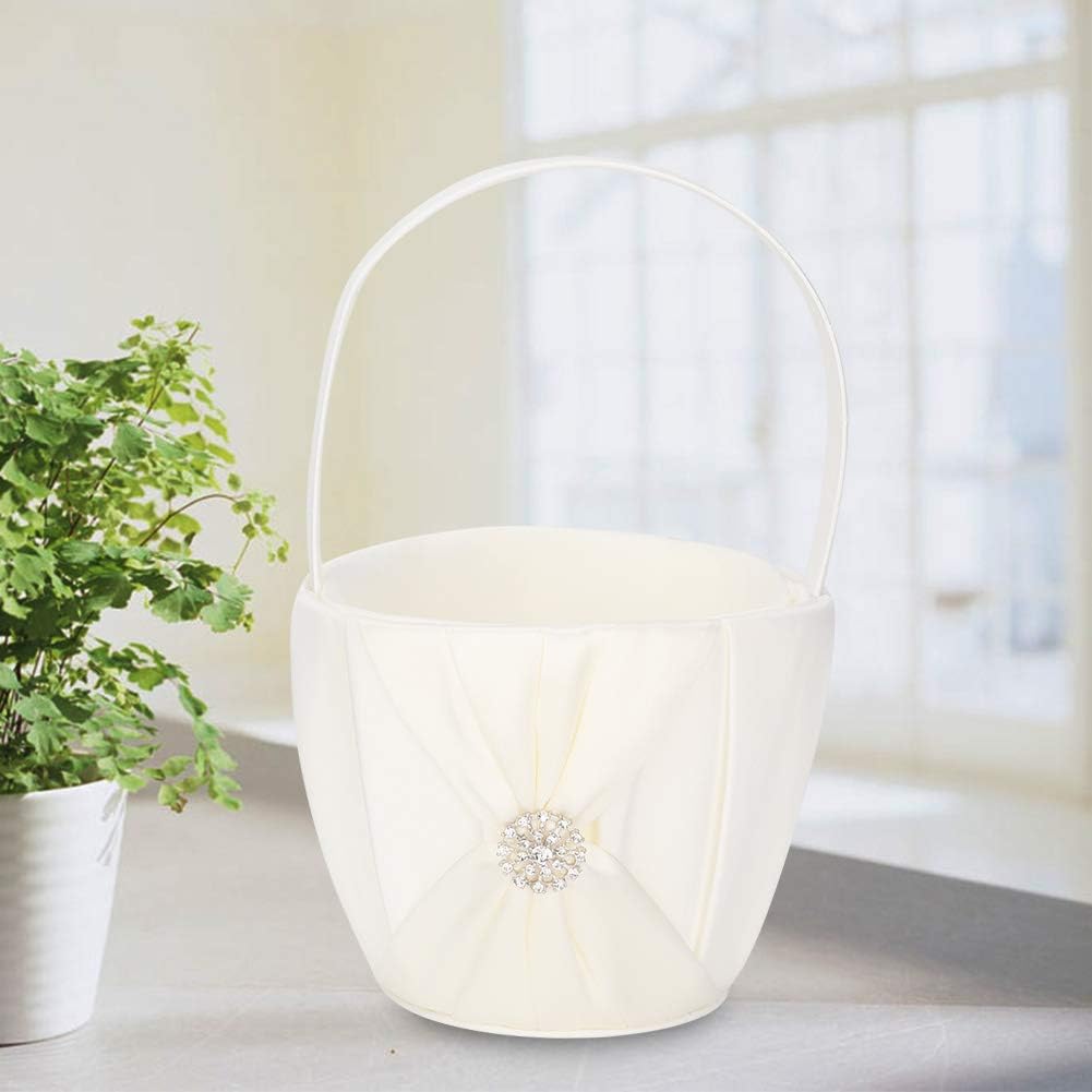 Silk Satin Flower Girl Basket for Wedding Decor