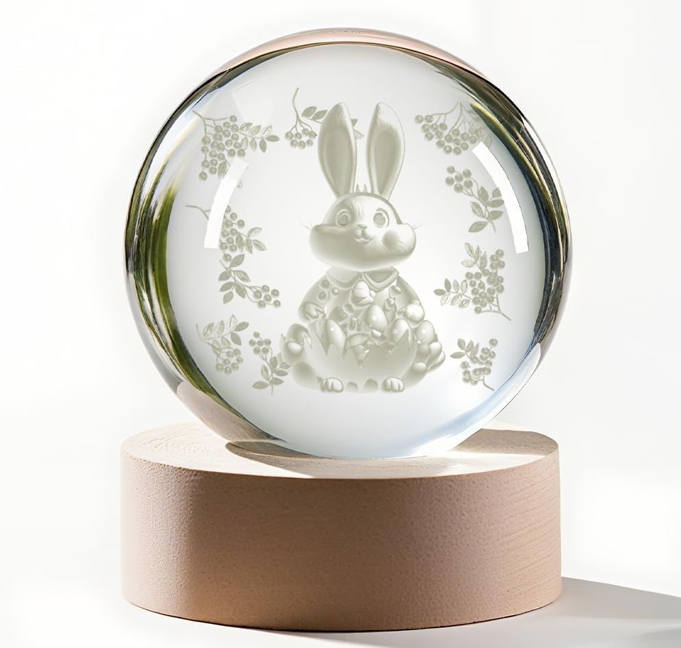 YummyCarrot 3D Bunny Crystal Ball LED Paperweight